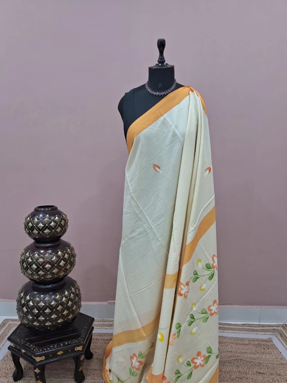 Off-white Soft Cotton Saree 