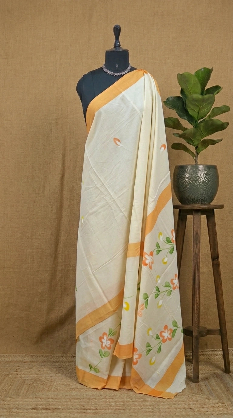 Off-white Soft Cotton Saree 
