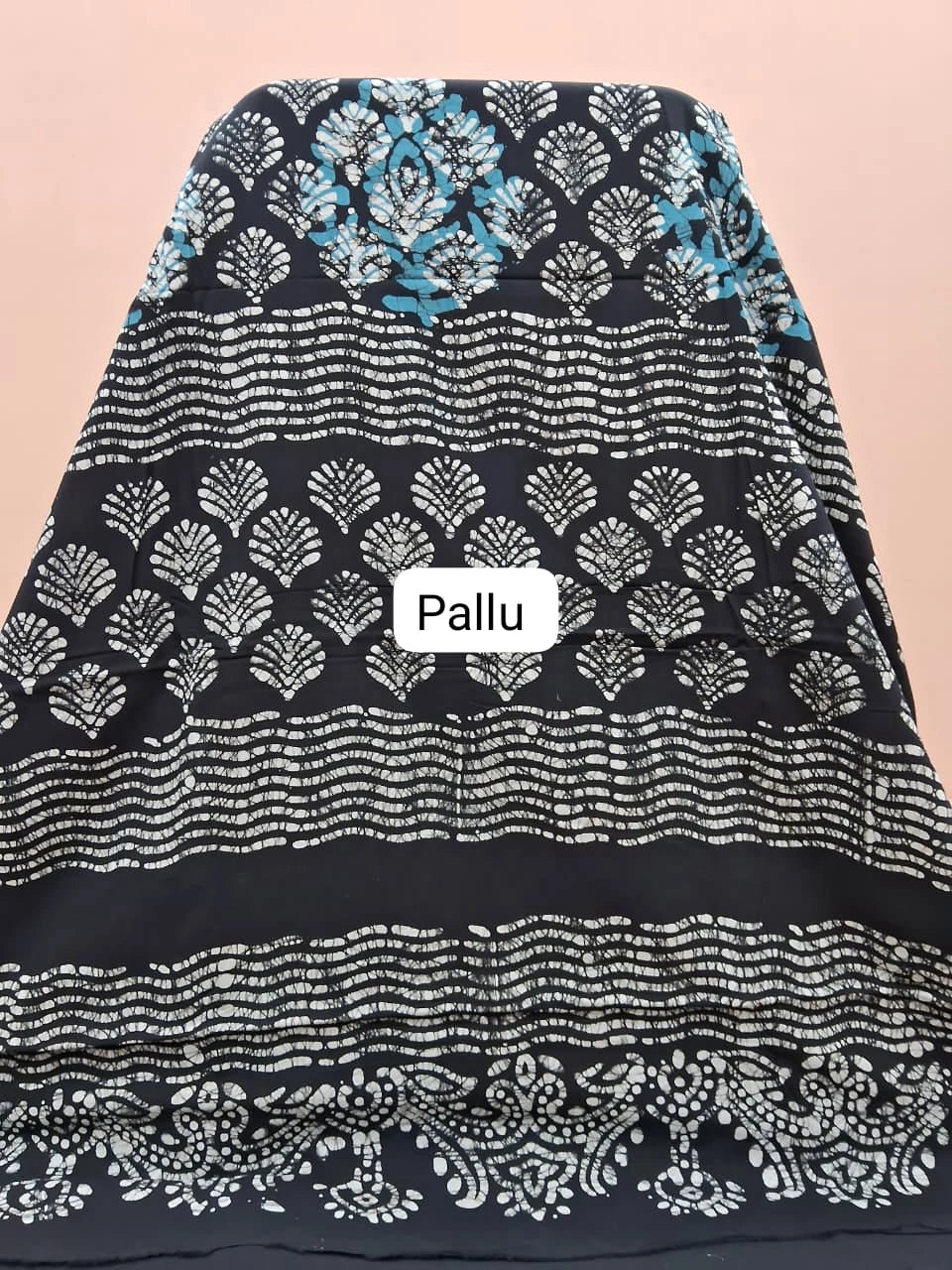 Light Blue Soft Cotton Saree pallu