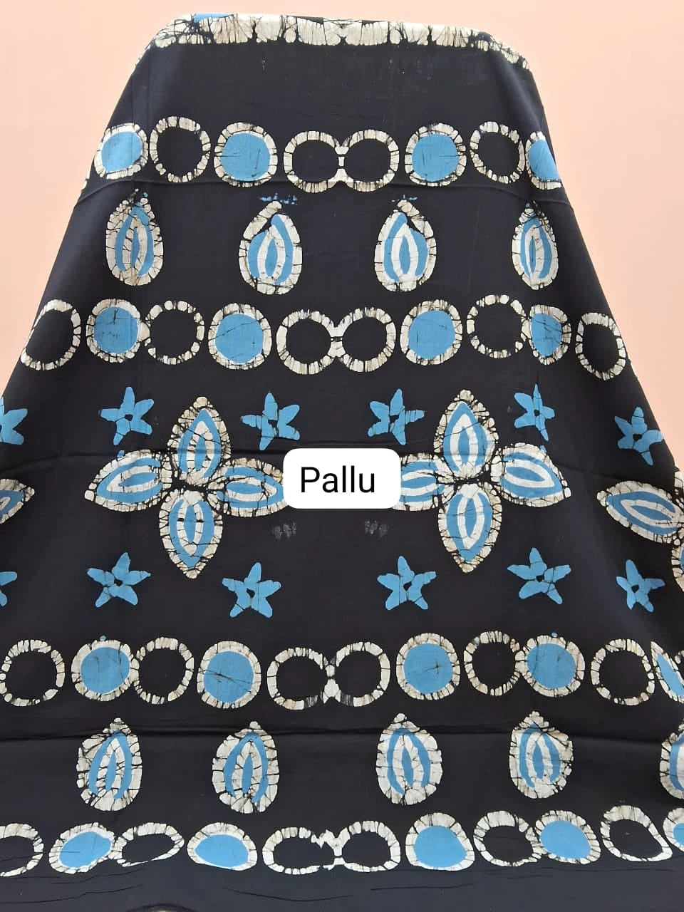 Pure Black Soft Cotton Saree pallu