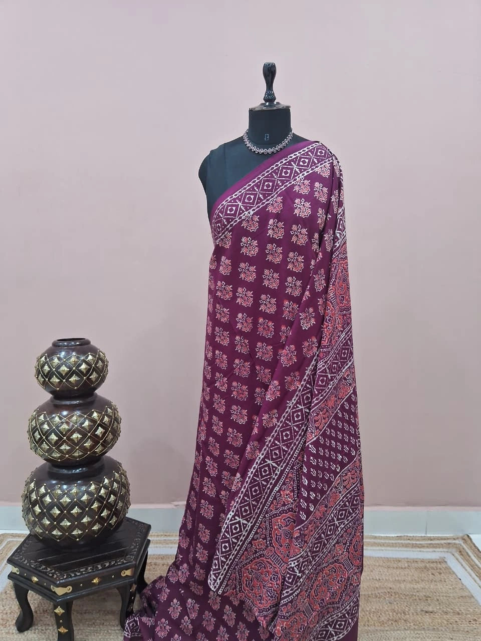 Maroon Soft Cotton Saree 