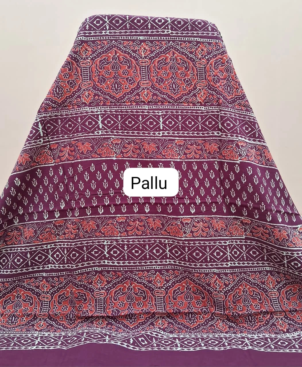 Maroon Soft Cotton Saree pallu