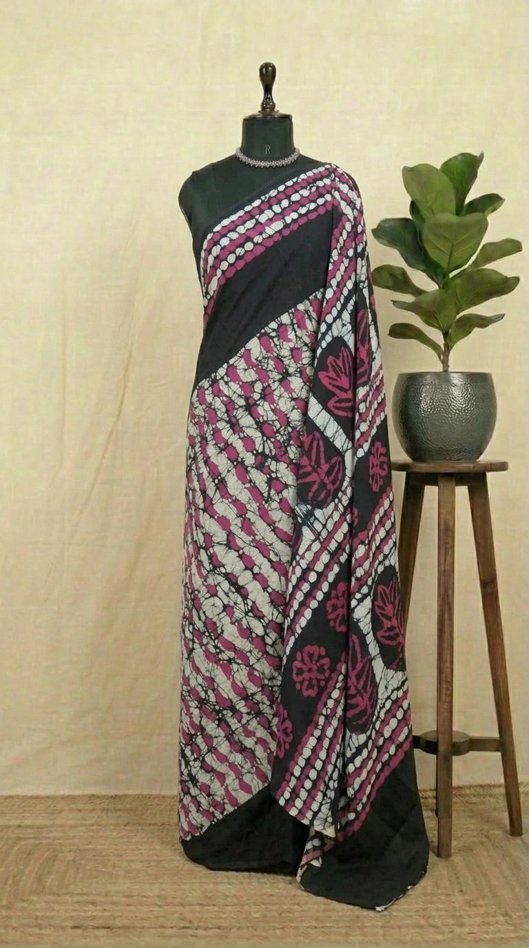 Black Soft Cotton Saree 