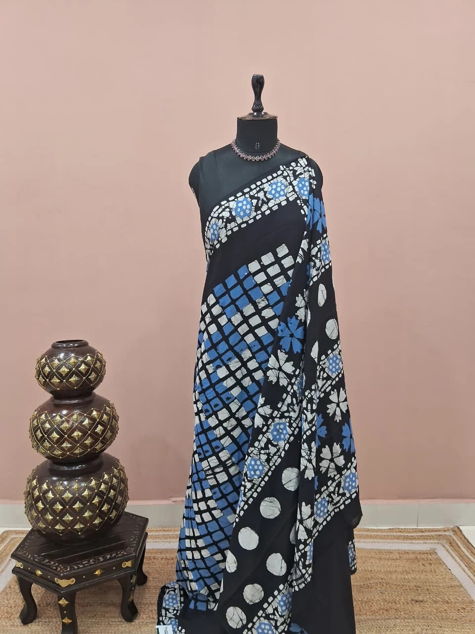 Traditional Black Soft Cotton Saree 