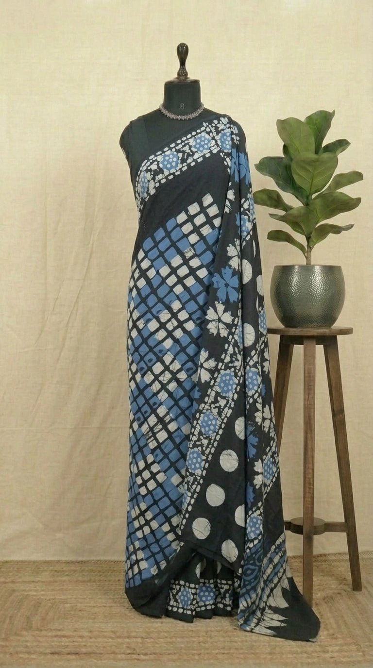 Traditional Black Soft Cotton Saree