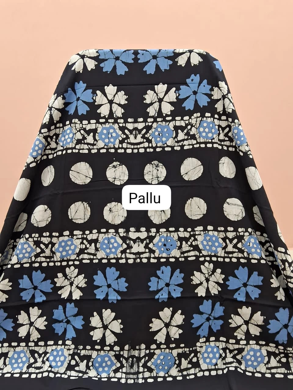 Traditional Black Soft Cotton Saree pallu