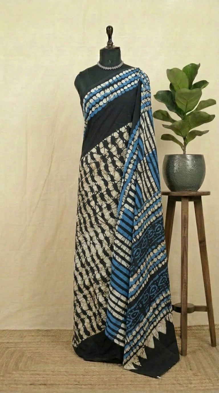 Classic Black Soft Cotton Saree 