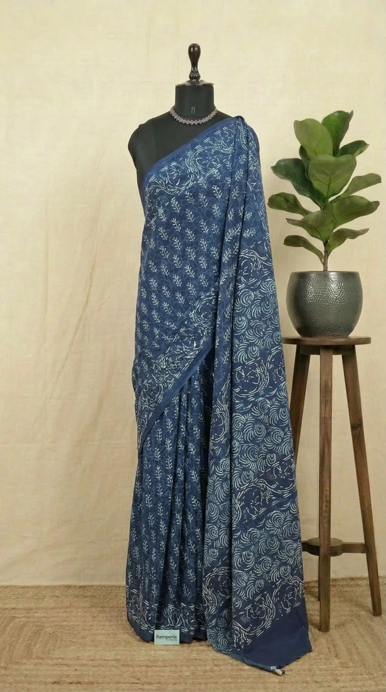 Blue Soft Cotton Saree 