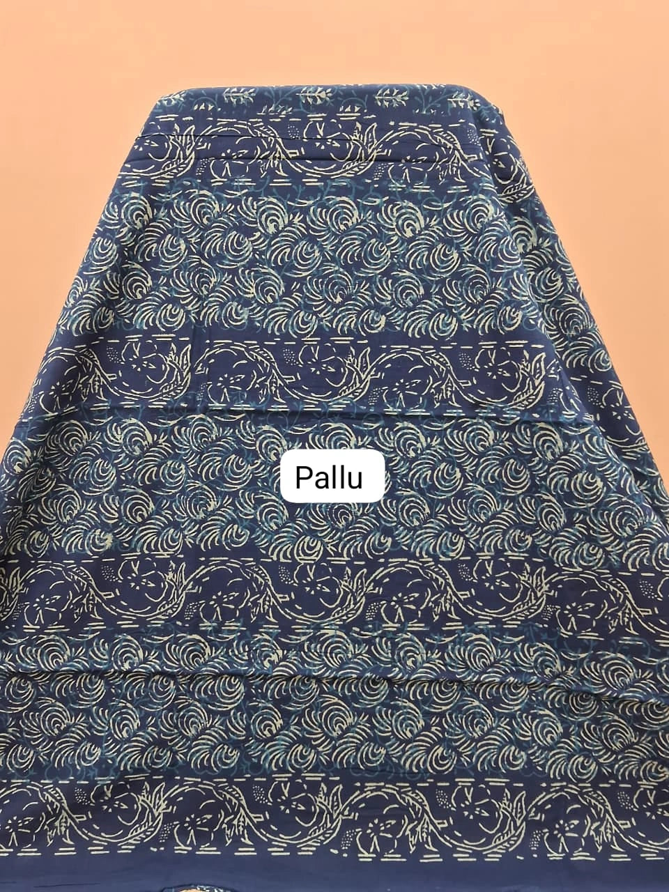 Blue Soft Cotton Saree pallu