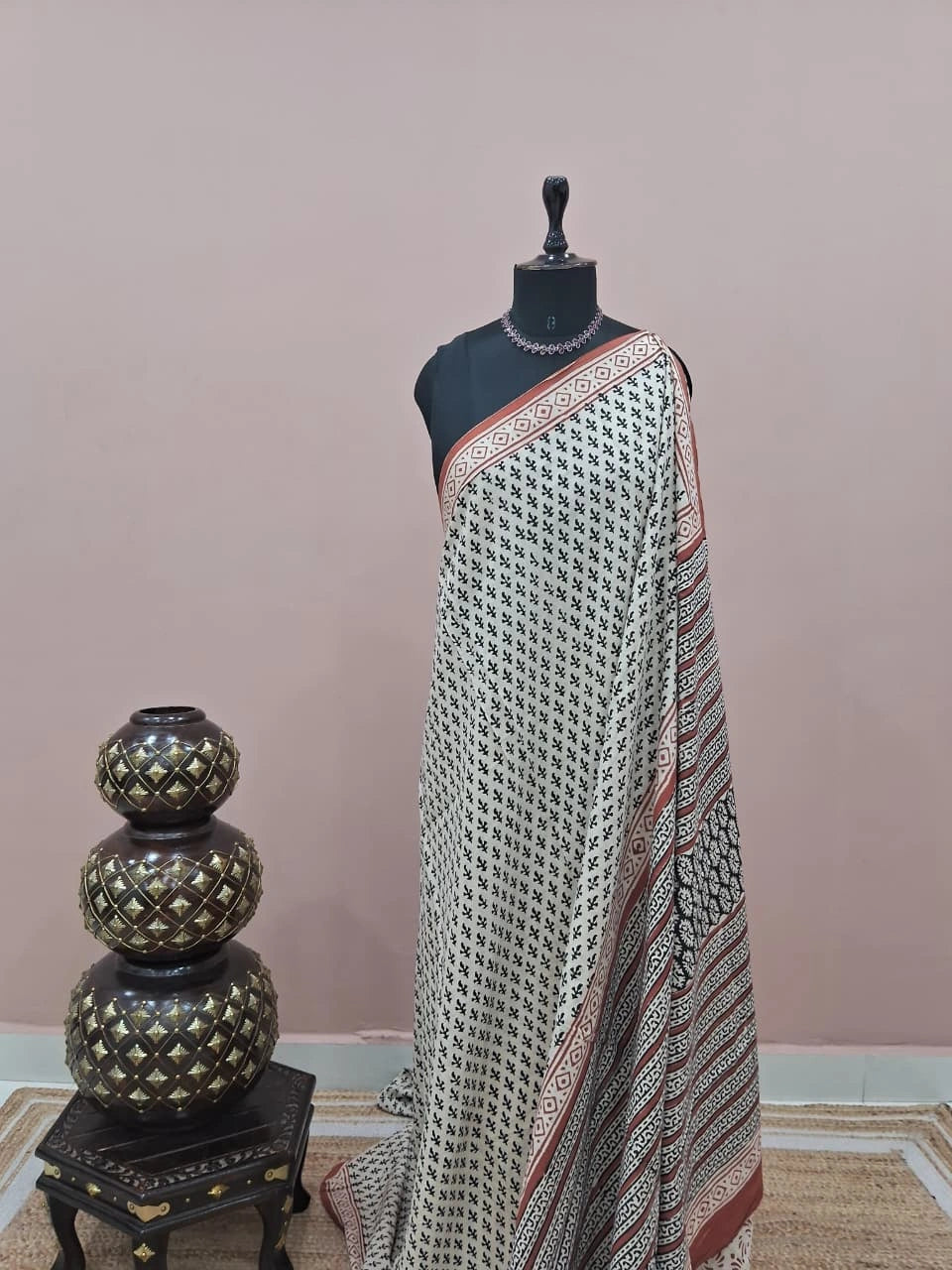 Beige Soft Cotton Saree 