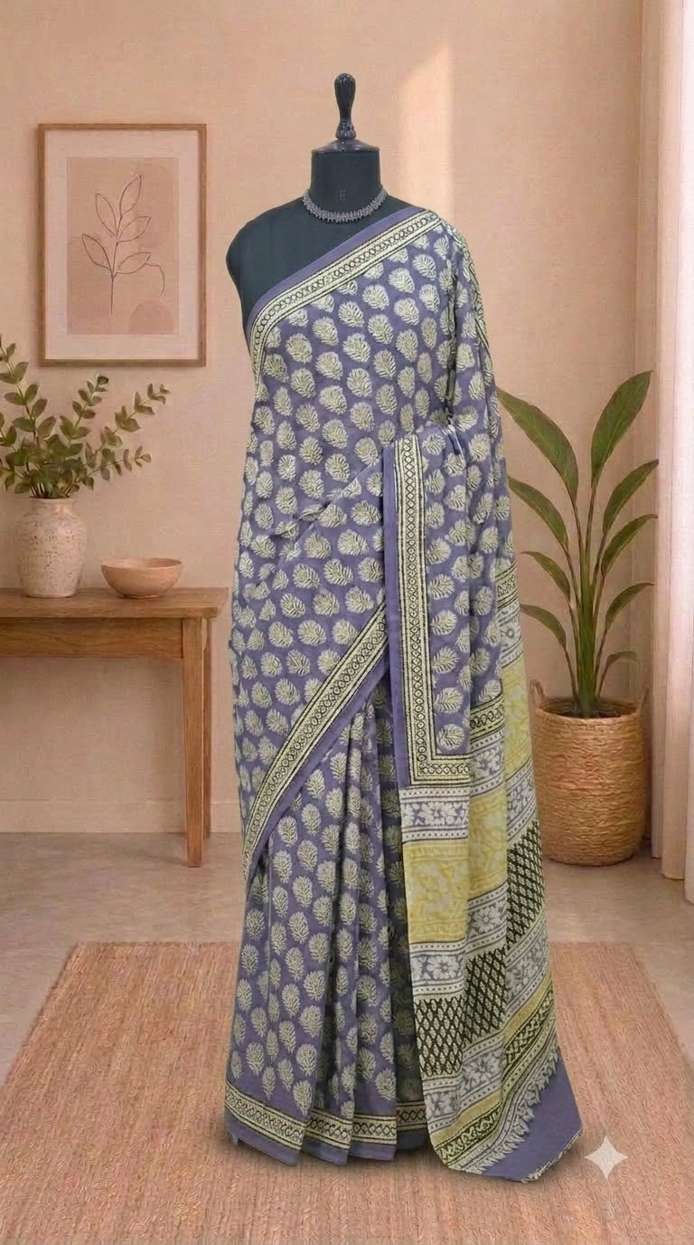 Blue Soft Cotton Saree 