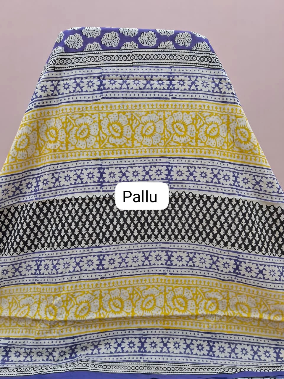 Blue Soft Cotton Saree pallu