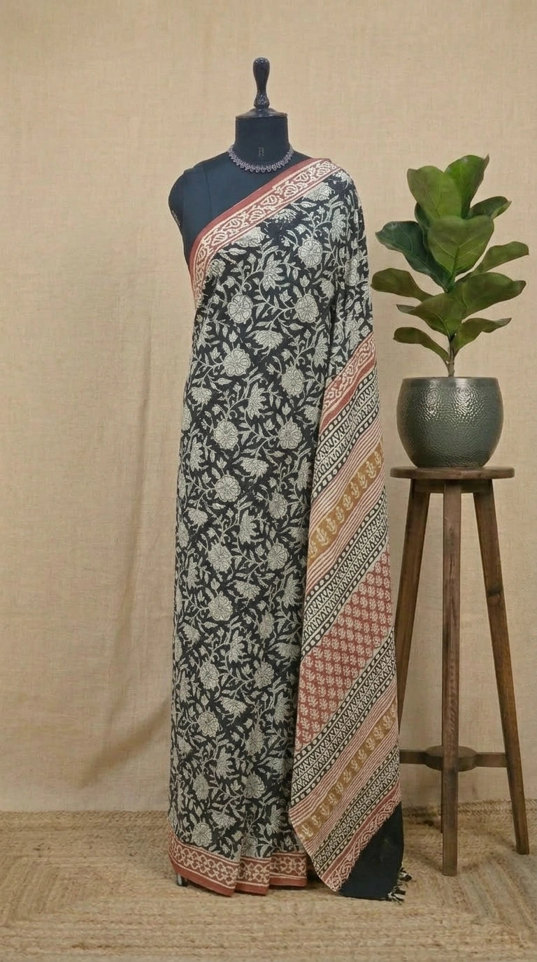 Black Soft Cotton Saree 
