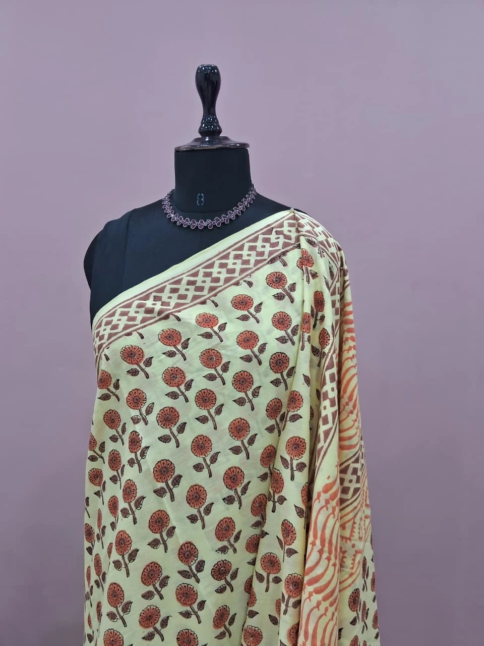 Light Yellow Pure Soft Cotton Saree 1