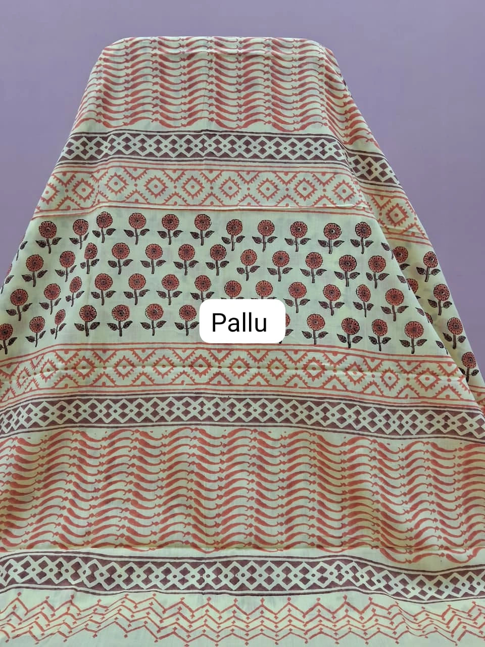 Light Yellow Pure Soft Cotton Saree pallu
