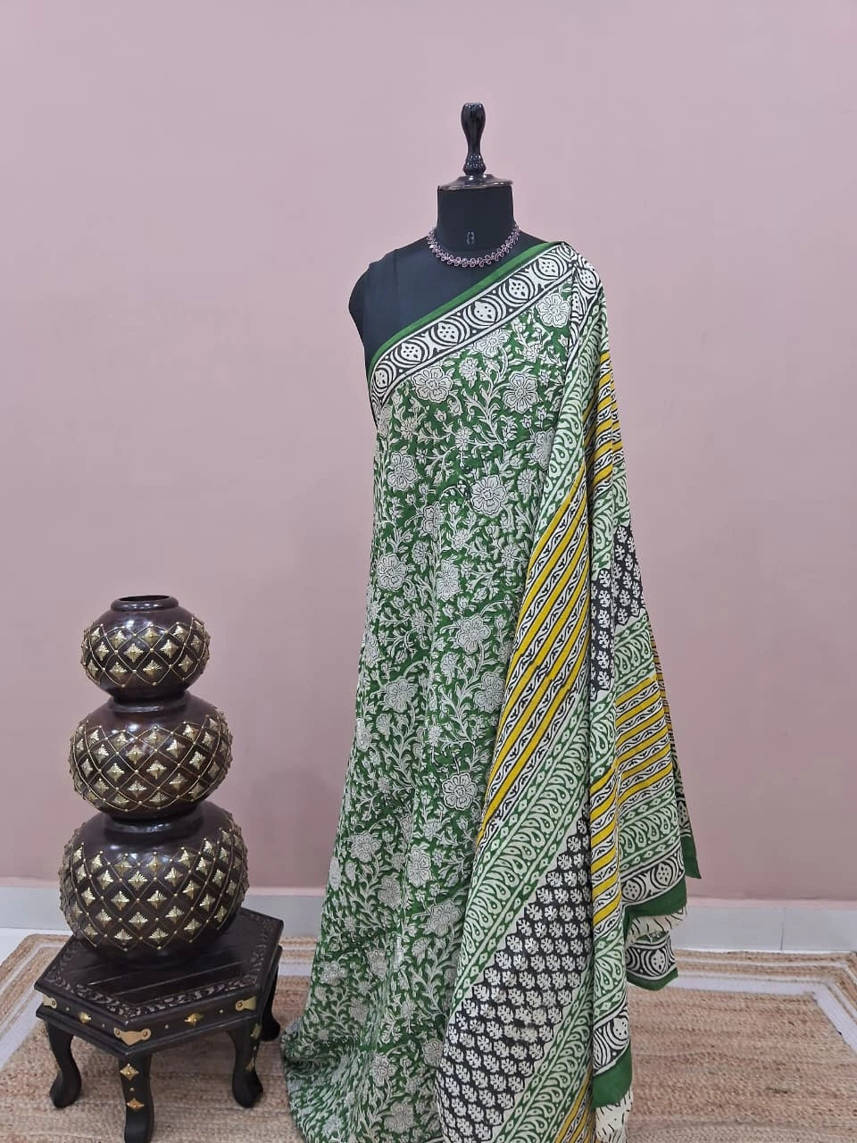 Green Soft Cotton Saree 