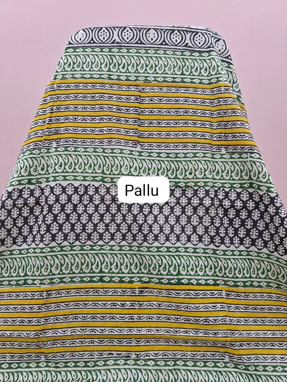 Green Soft Cotton Saree pallu