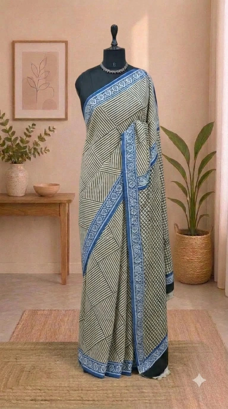 Beige Pure Soft Cotton Saree 