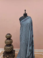 Dark Grey Soft Cotton Saree 