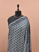 Dark Grey Soft Cotton Saree 1