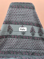 Dark Grey Soft Cotton Saree pallu