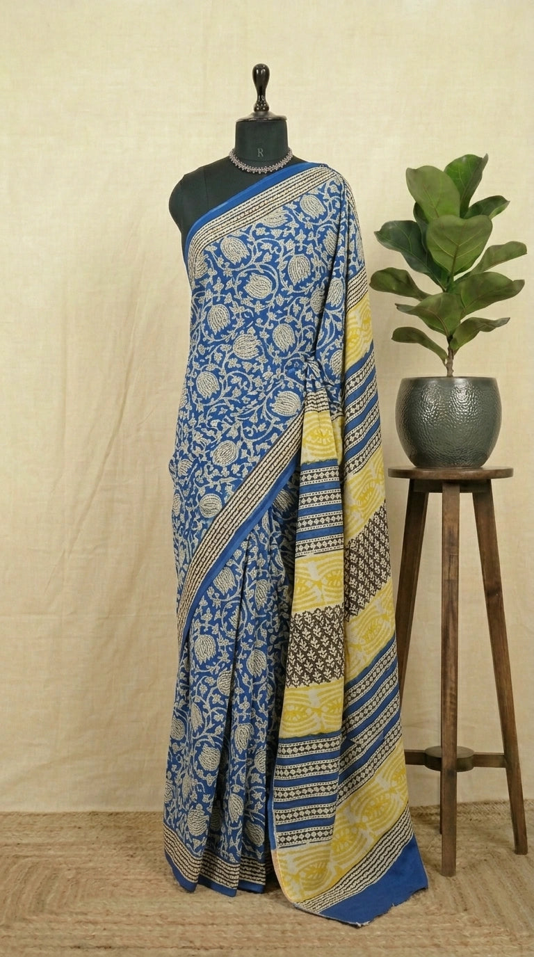 Dark Blue Soft Cotton Saree 