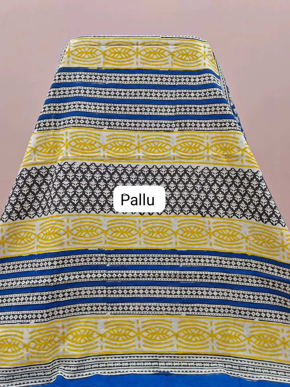 Dark Blue Soft Cotton Saree pallu
