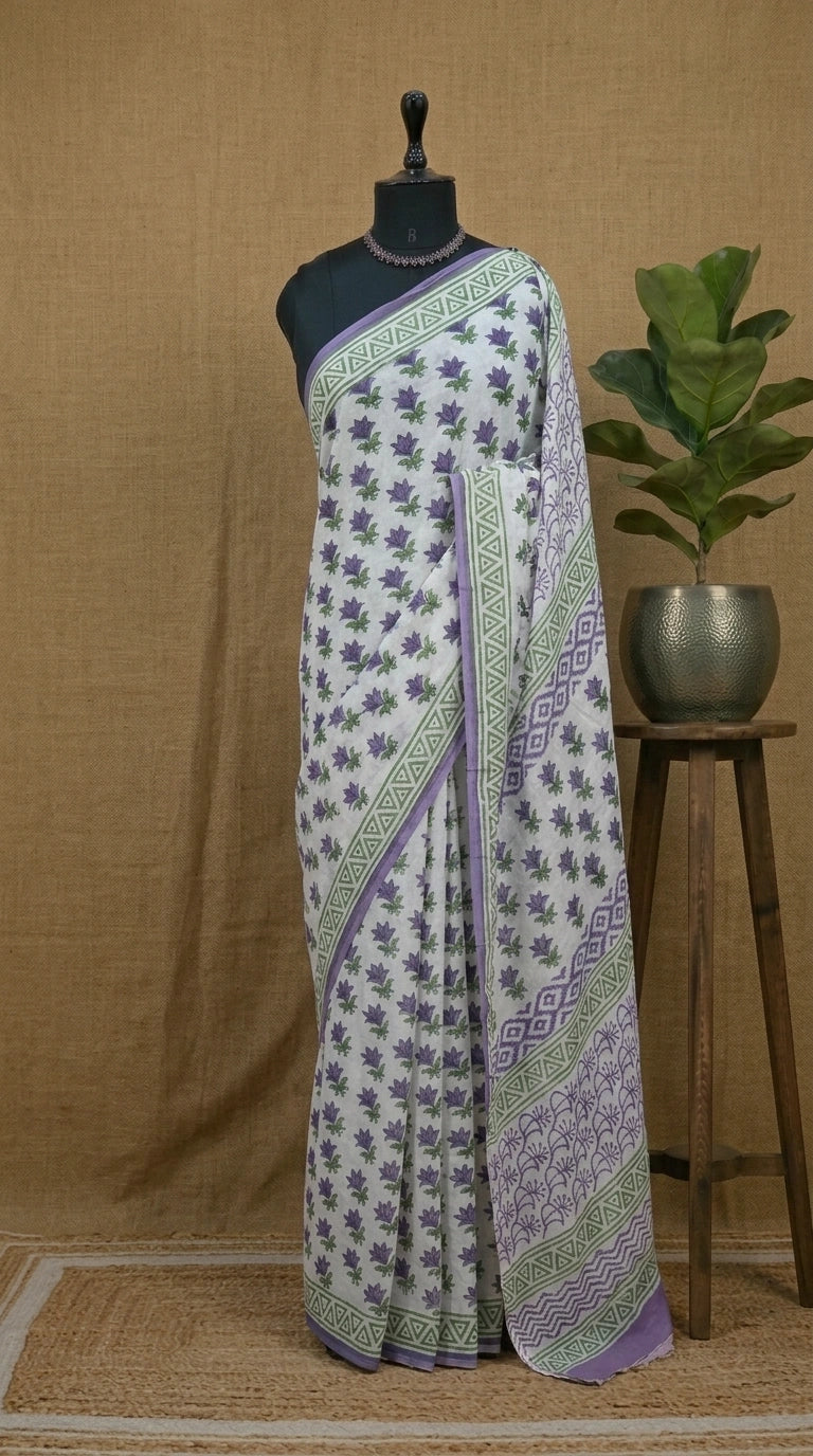 White Soft Cotton Saree 