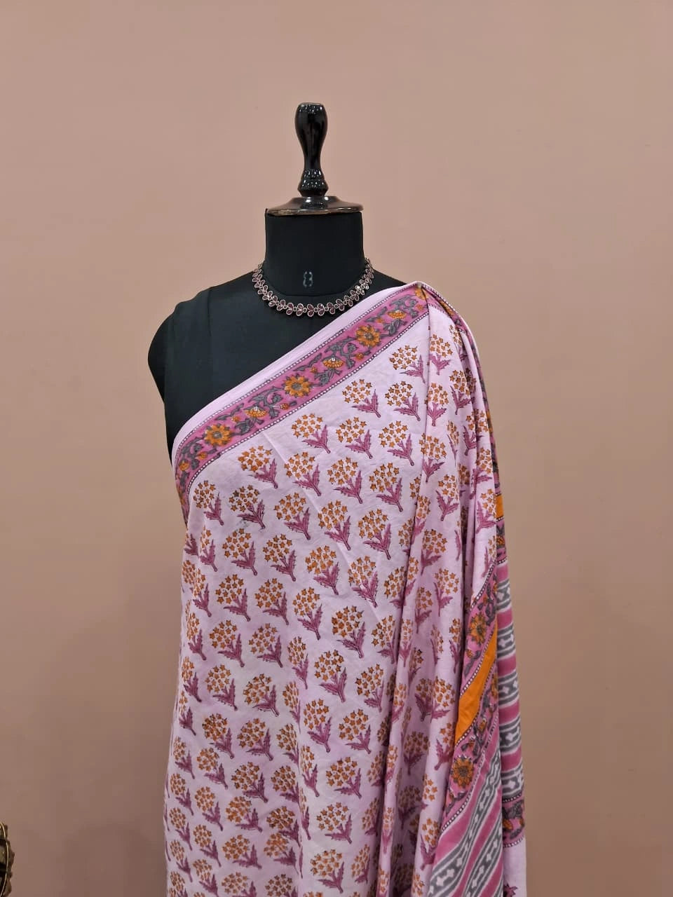 Baby Pink Soft Cotton Saree 1