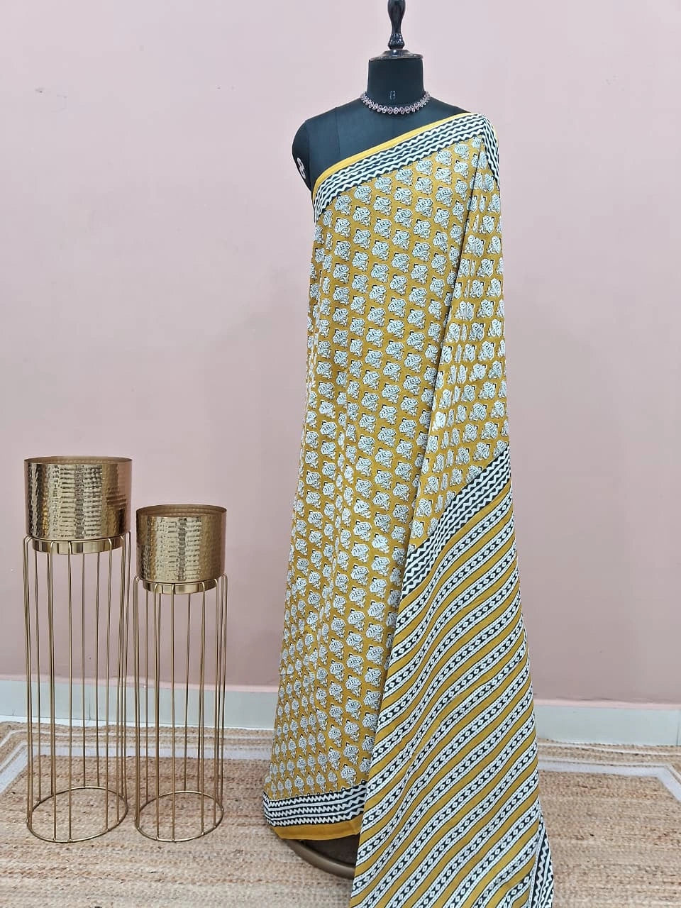 Light Mustard Yellow Soft Cotton Saree