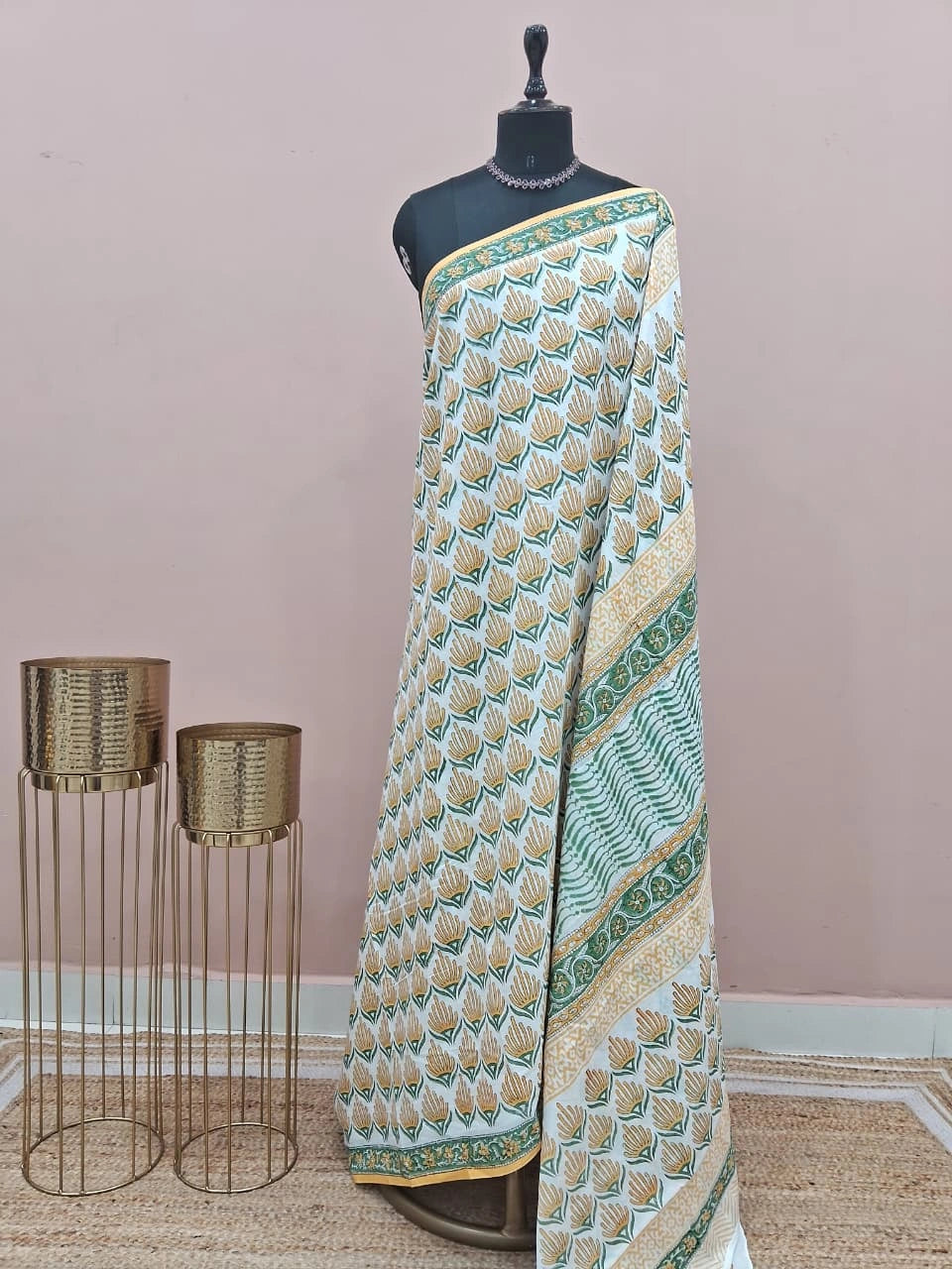 Pista Green Soft Cotton Saree