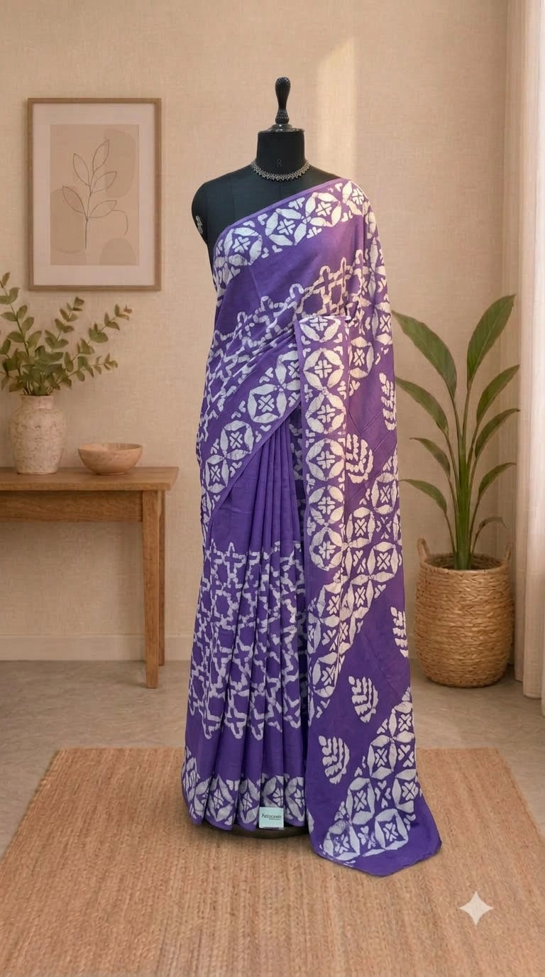 Purple Soft Cotton Saree