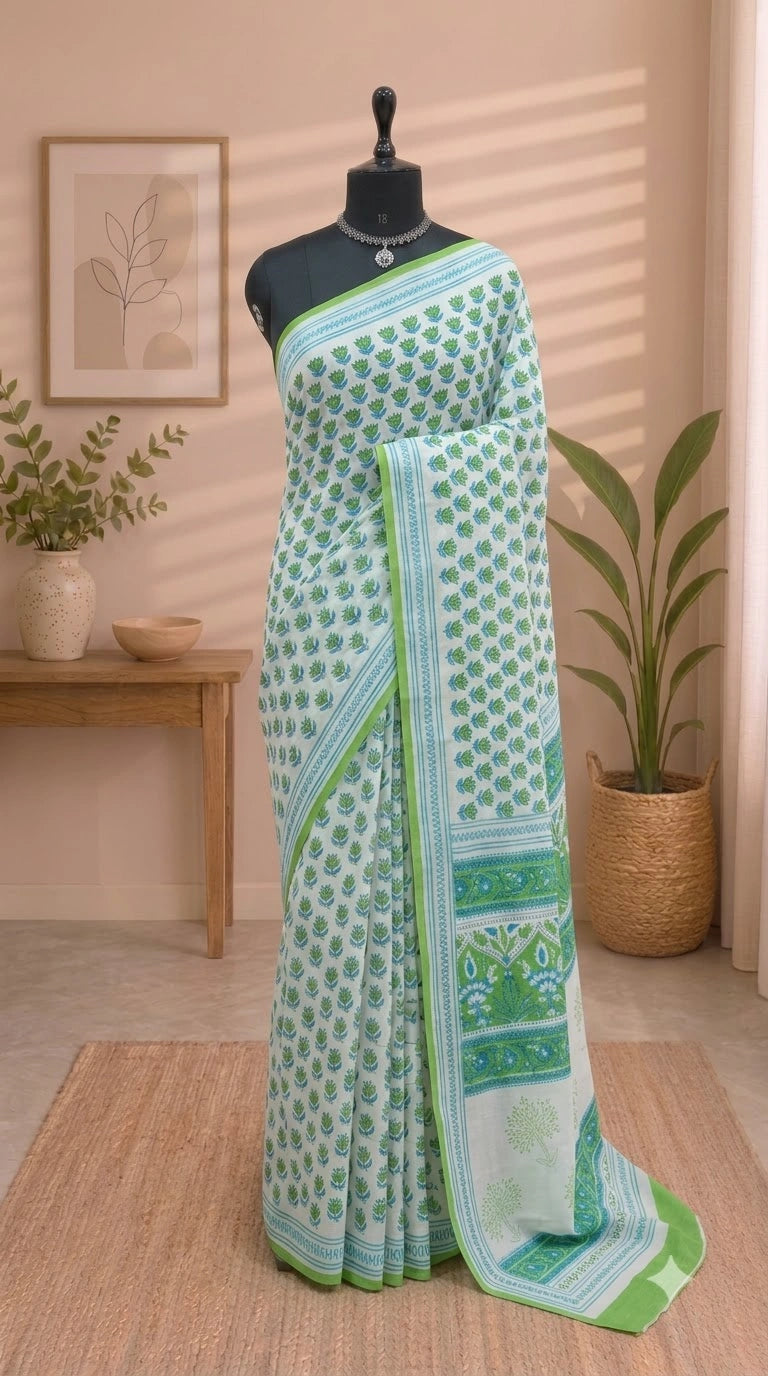 White Pure Soft Cotton Saree 