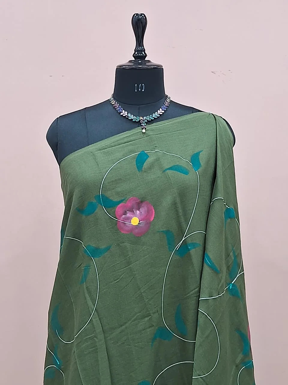 Bottle Green Soft Cotton Saree 1