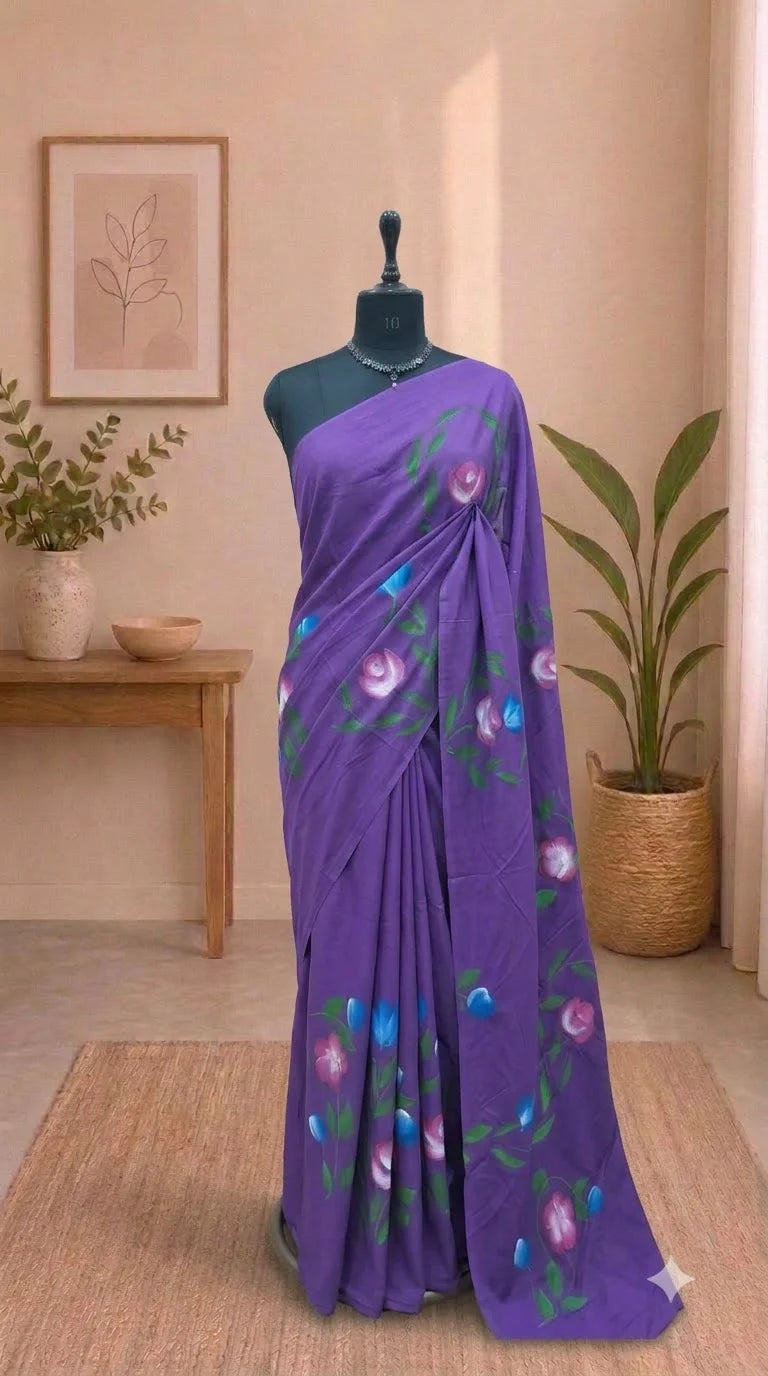 Purple Soft Cotton Saree 