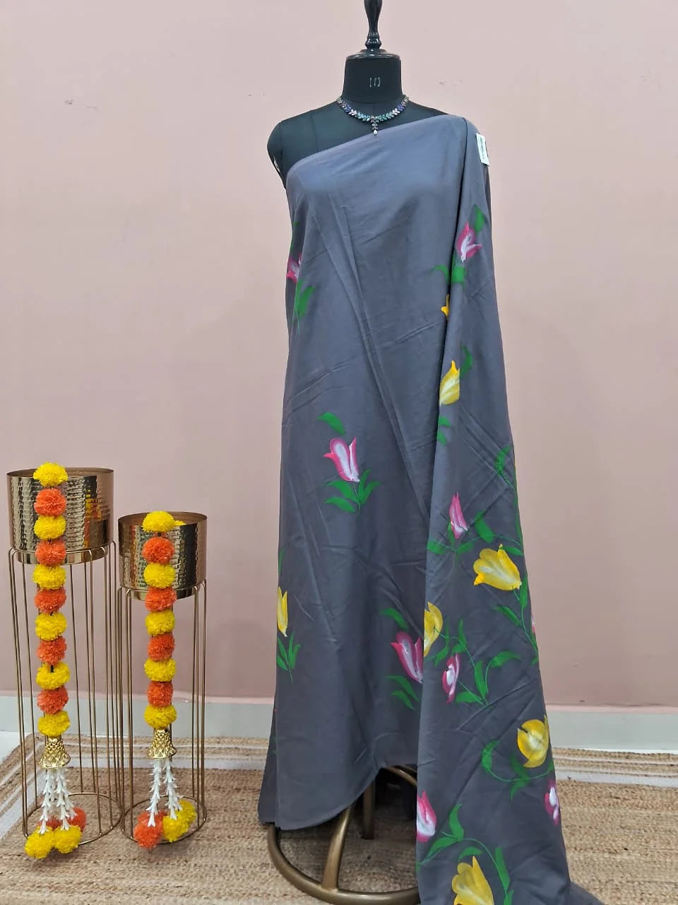 Elephant Grey Soft Cotton Saree 