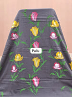 Elephant Grey Soft Cotton Saree pallu