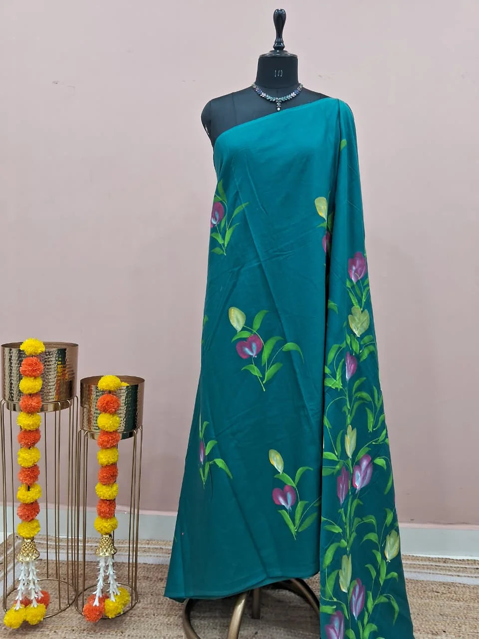 Teal Blue Soft Cotton Saree 