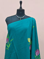 Teal Blue Soft Cotton Saree 1