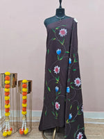 Dark Walnut Brown Soft Cotton Saree 