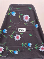 Dark Walnut Brown Soft Cotton Saree pallu