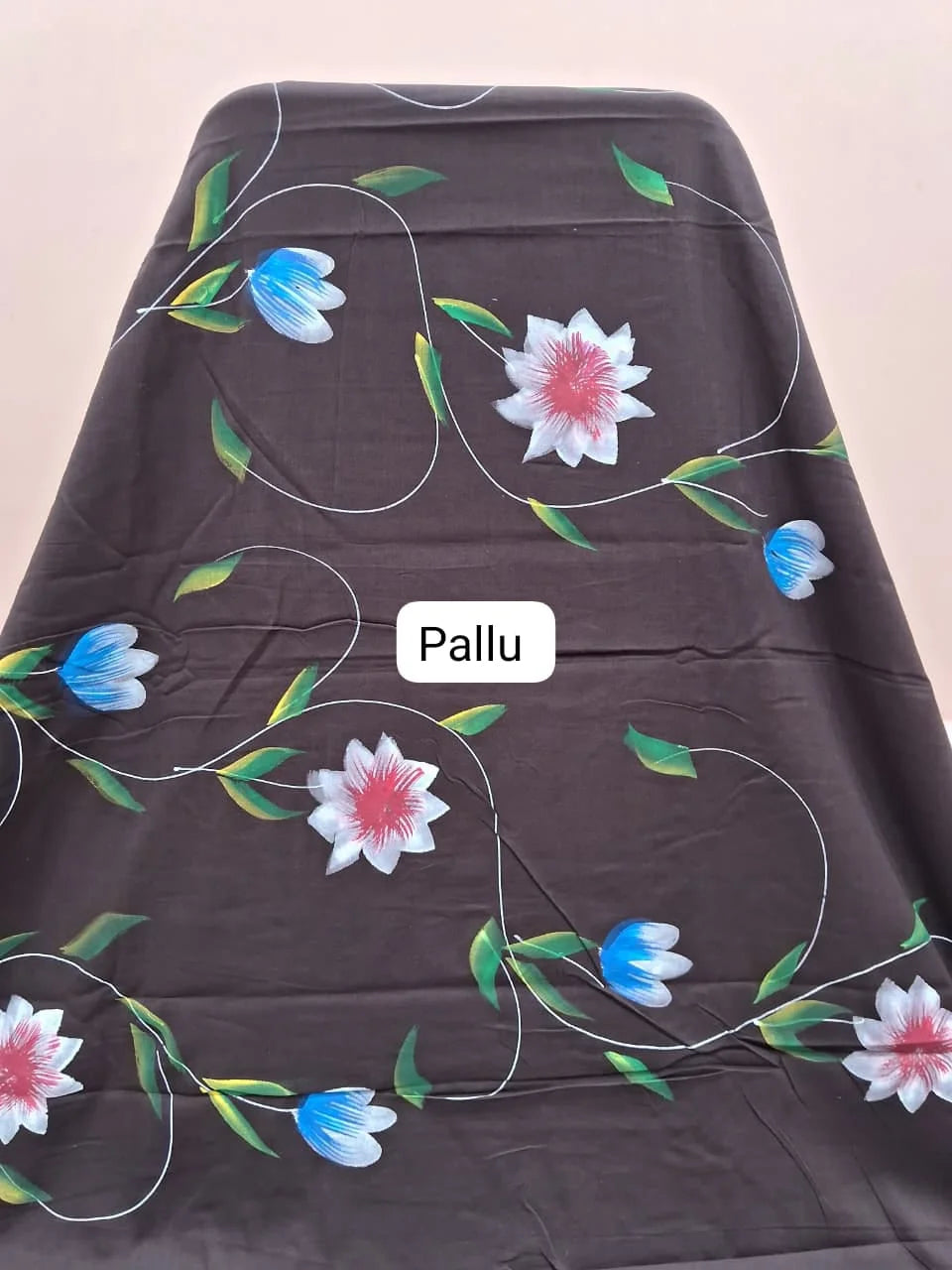 Dark Walnut Brown Soft Cotton Saree pallu