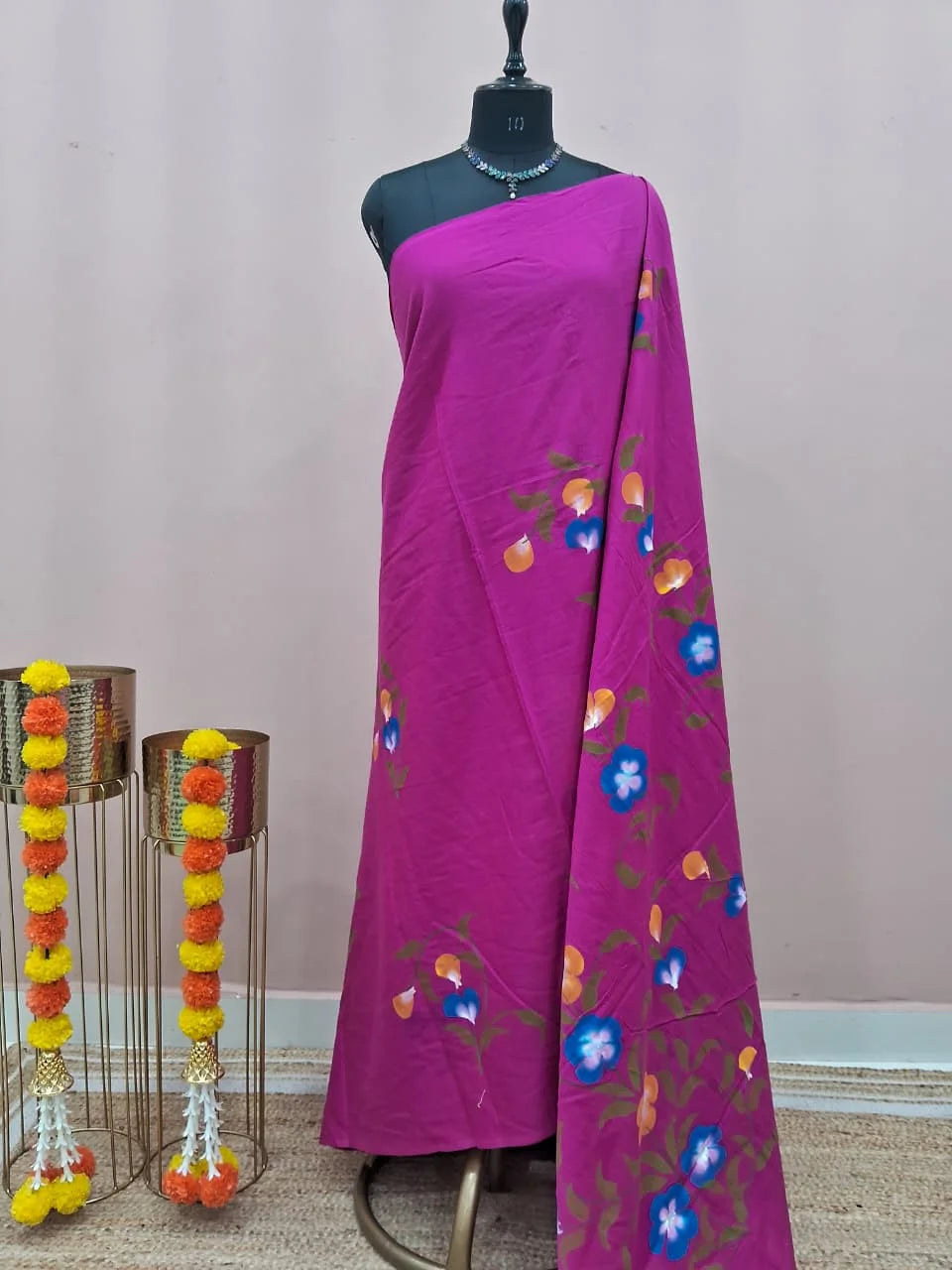 Rani Pink Soft Cotton Saree 