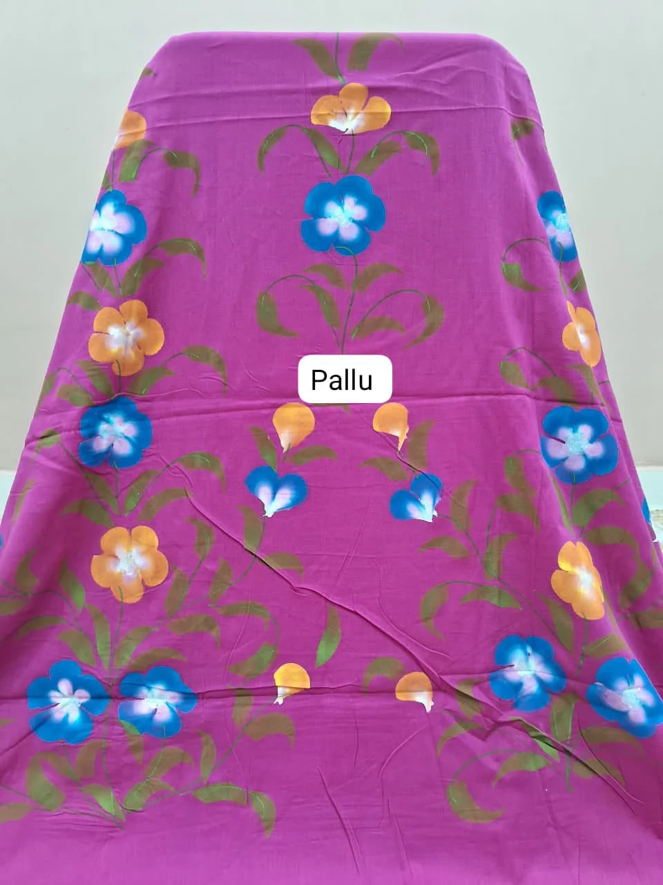 Rani Pink Soft Cotton Saree pallu