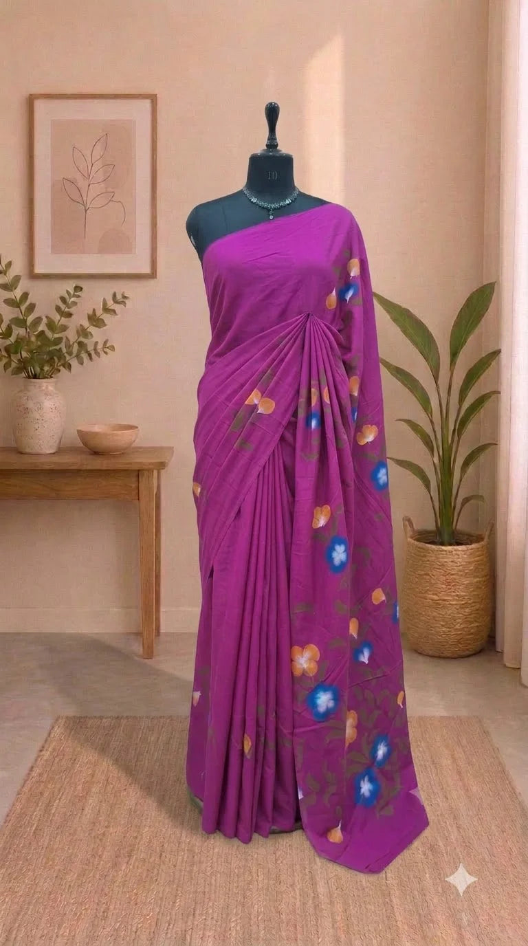 Rani Pink Soft Cotton Saree 