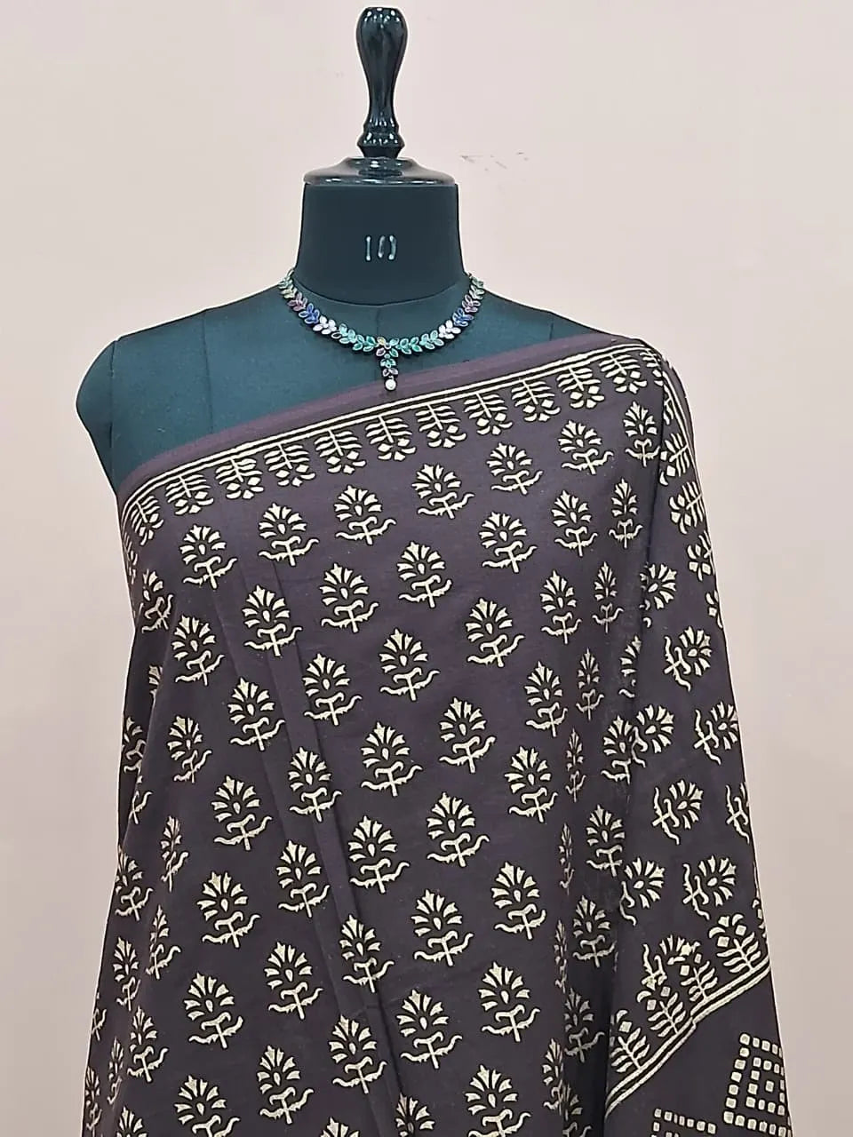 Dark Walnut Brown Pure Soft Cotton Saree 1