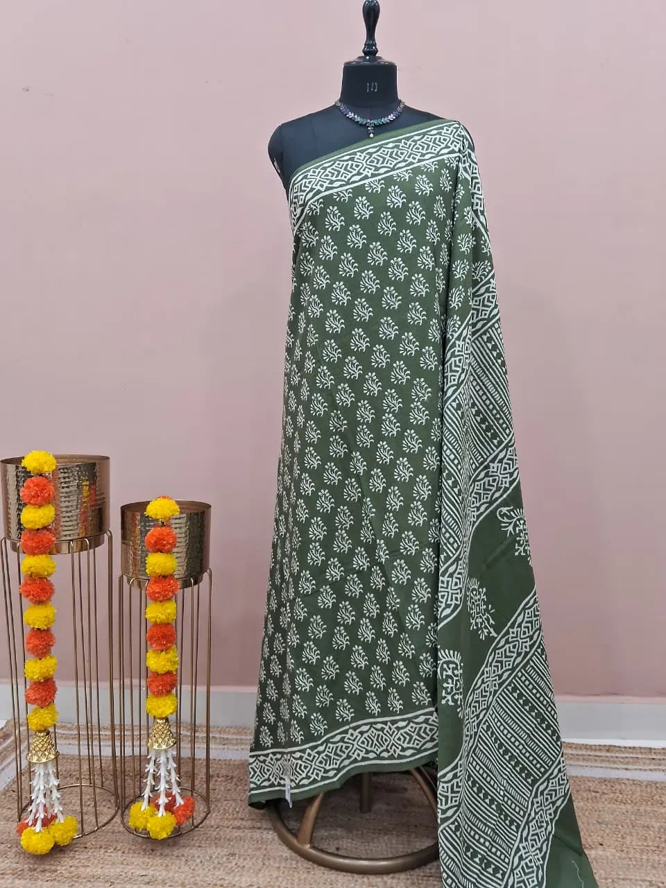 Green Soft Cotton Saree 