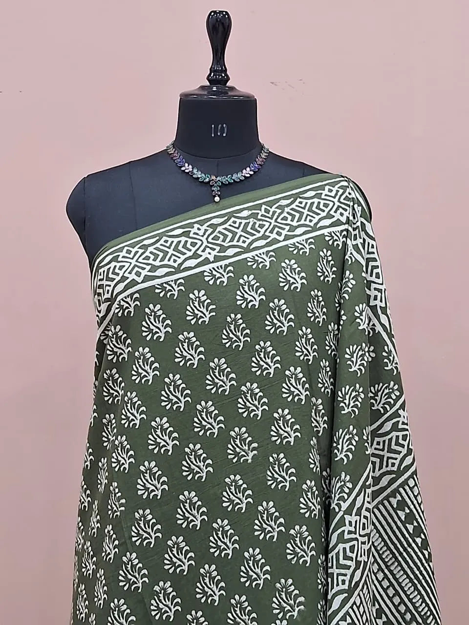 Green Soft Cotton Saree 1