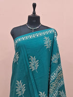 Teal Blue Pure Soft Cotton Saree 1