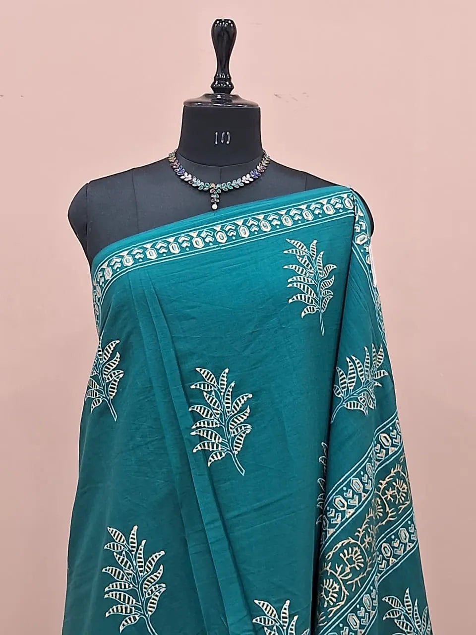 Teal Blue Pure Soft Cotton Saree 1
